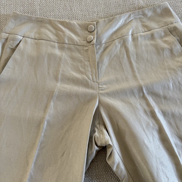 Sandro Sportswear Womens Wide Leg Pants Size 14 Shimmery Beige Linen Blend - Picture 13 of 13